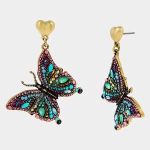 Betsey Johnson Boho Butterfly Drop Earrings New